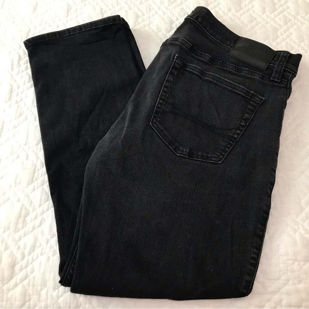 Hollister Slim Stretch Straight Black Denim Jeans Size 34/30